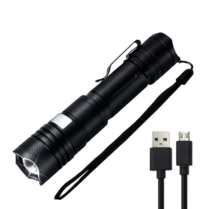 Senter Zoom Tahan Air LED Isi Ulang Usb